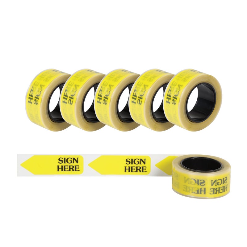 Redi-Tag 91001 Arrow Message Page Flag Refills, "Sign Here", Yellow, 120 Flags per Roll (Box of 6 Rolls) - Image 1